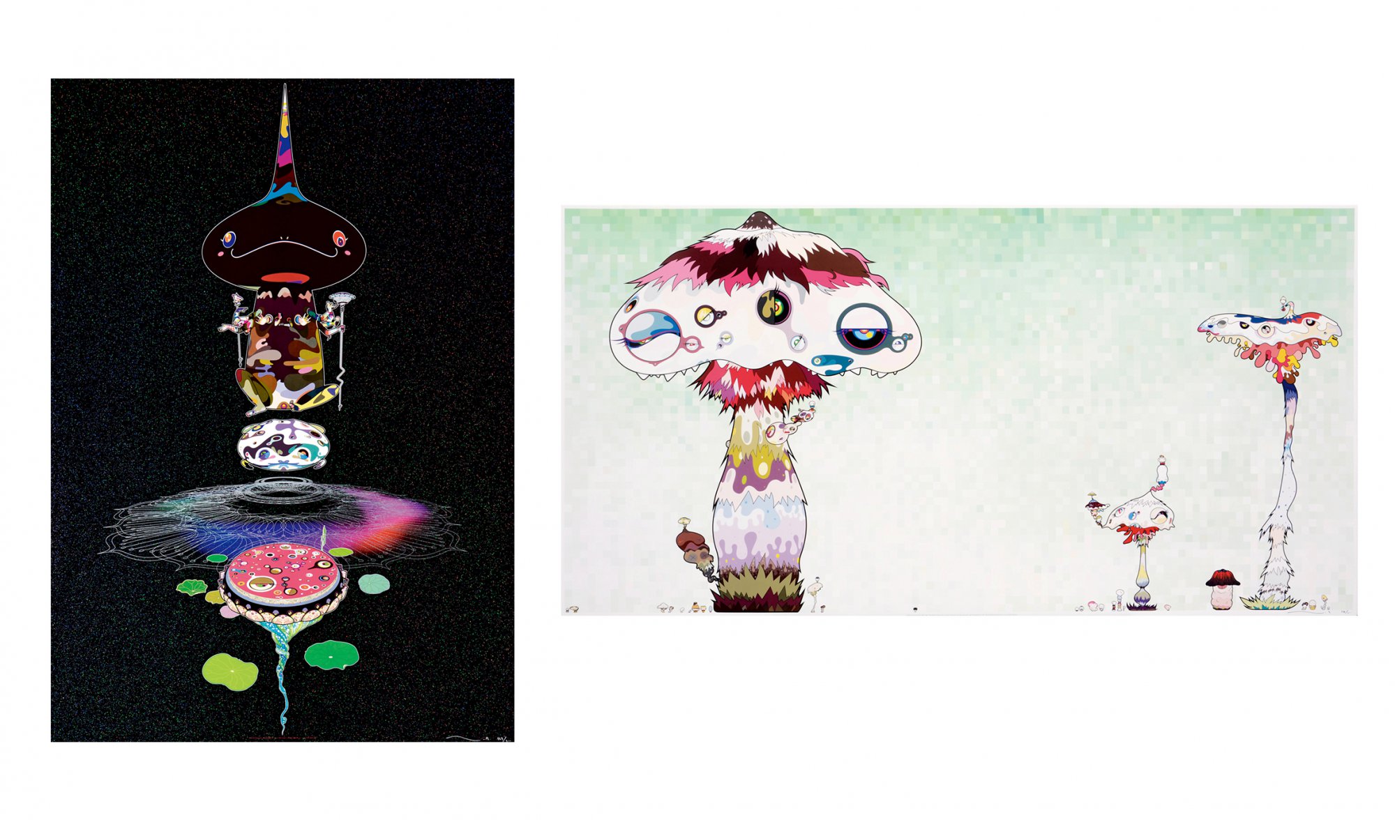 TAKASHI MURAKAMI2 - a.Reversed Double Helix-black brown body b.Hypha will cover the world, little by little